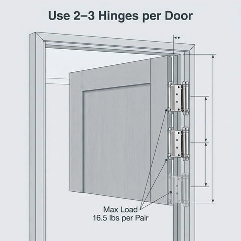 QWORK 3-inch stainless steel self-closing double-action door hinges, cafe/saloon, 4-pack