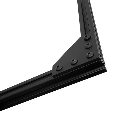 Eight Pack 10 Series Aluminum Extrusion Corner Brackets 90 Degree Right Angle L Connectors With T Slot Nuts and Bolts installed on frame