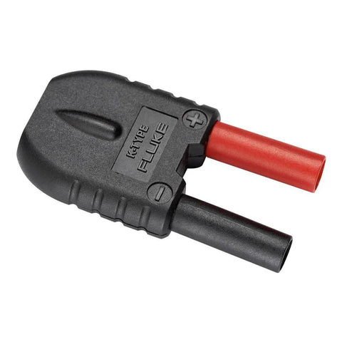 Fluke 80AK-A thermocouple adapter, black housing with red and black banana plugs.