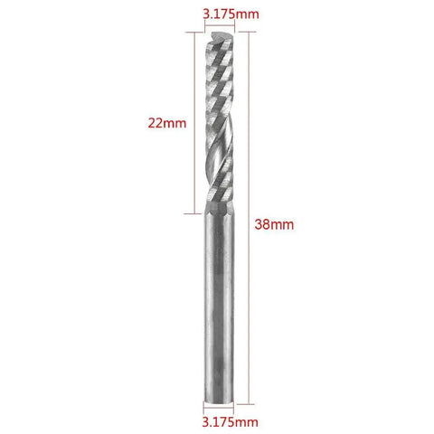 End Mill Bits Set Of Ten With One Eighth Inch Shank Single Flute CNC Router Bits Tungsten Carbide Pro Grade For Wood Aluminum Steel PCBs