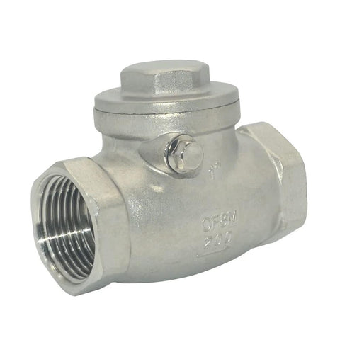 1 inch stainless steel swing check valve, SS316, female NPT x female, CF8M, 200 PSI WOG