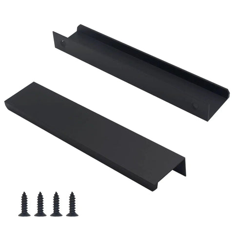 30 Pack Matte Black Concealed Tab Cabinet Pulls For Kitchen Cabinets And Drawers 5.9 Inch Length Hidden Finger Pulls