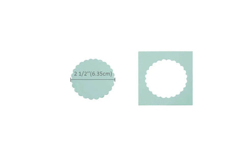 Die-cut example of 2.5 Inch Scalloped Circle Lever Action Craft Punch For Paper Crafting Scrapbooking Cards And DIY Arts Projects