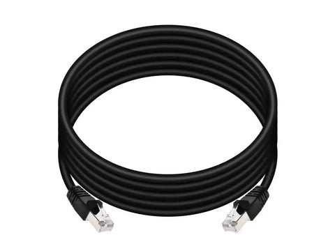 Black Cat6A Ethernet Patch Cable RJ45 Shielded STP With 550 MHz Bandwidth And Pure Bare Copper Core coiled, 10 Ft length