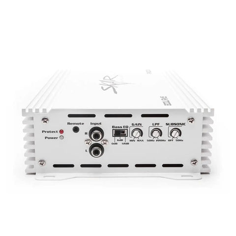 Back view of 800 Watt Monoblock Class D Marine Subwoofer Amplifier With Waterproof Coating And Rust Proof Case, showing input and controls.