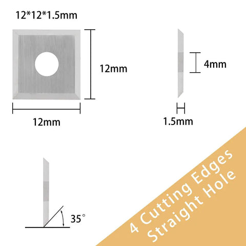 High Performance 12x12x1.5mm Carbide Insert With Four Cutting Edges And 35 Degree Cutting Angle Straight Hole Pack Of 10