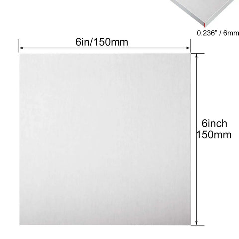 Two Pack 6x6 Aluminum Sheet Metal 0.236 Inch Thick 6061 T6 Flat Plate Polished and Deburred for DIY Projects, Fabrication, and Home Repairs