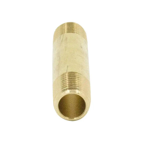 Brass Pipe Fitting Long Nipple Half Inch NPT Male 3 Inch Length Close-Up View