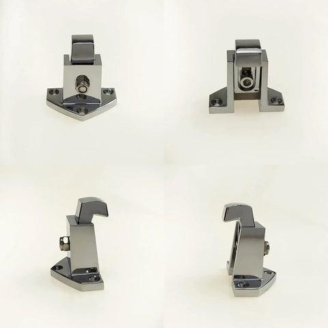 Adjustable 6.22 Inch Door Cabinet Handle With Trigger Action Latch For Freezer Cooler Ice Box Spring Loaded Oven Grip Zinc Alloy Bright Chrome Finish Left Or Right Swing Compatible Easy Grip Rust Resistant And Durable No Problem shown in four angles