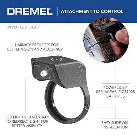 Close-up of LED light attachment for High Performance Rotary Tool Kit With LED Light And 5 Attachments 40 Accessories