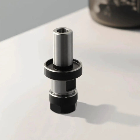 Ultra Precise Three Quarter Inch Straight Shank Chuck Tool Holder for ER16 Collets, 0.0003 Inch TIR, metal design on table