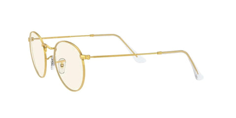 Unisex Round Metal Sunglasses With Evolve Photochromic Lenses Clear To Gray Transition Blue Light Filter Legend Gold Frame 47mm Everglasses