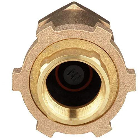 Brass dual-check valve end view, 1-1/4 in x 1-1/4 in, 700XLFP high-capacity