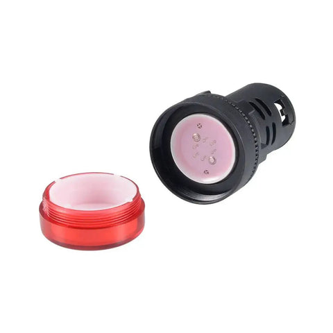 4 Pack Tri Color LED Indicator Lights 24V AC DC 22mm Panel Mount Kit With Red Green Yellow LEDs red casing and connector view