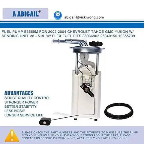 Chevy Tahoe GMC Yukon Fuel Pump Replacement 2002 2003 2004 V8 53L Flex Fuel Only OE Grade Direct Fit Pump Assembly Replaces E3559M High Quality for Reliable Fuel Delivery