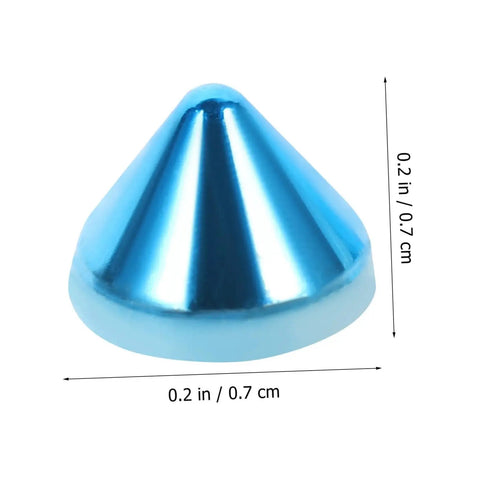 Blue cone spike from Punk Rivets And Spike Studs For Shoes Belts Jackets Bags DIY Accessories Kit, size 0.2 in/0.7 cm.