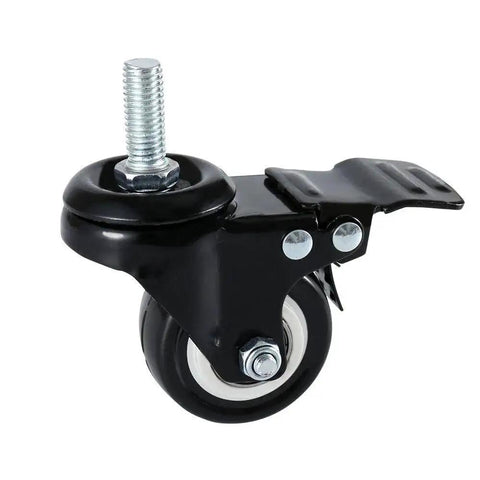 Heavy Duty Four Pack Swivel Stem Caster With 1.5 Inch Non Marking Polyurethane Wheel 330 Lbs Capacity Each Side View