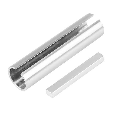Hollow silver steel shaft sleeve with inner groove and a separate square keystock bar.