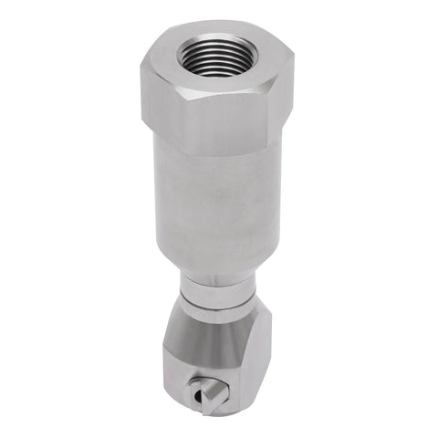 360° rotating spray nozzle, stainless steel body, 1/2 inch inlet, barrel and tank cleaning