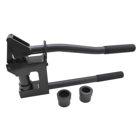 Manual Lever Sheet Metal Hole Punch Kit For 20Gauge Steel With 7/8 Inch, 1-1/8 Inch, And 1-11/32 Inch Dies, black hand tool with dies.