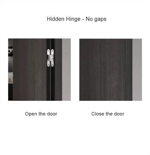 180 Degree Concealed Door Hinge for Heavy Duty Doors Built In Folding Hinge Stainless Steel shown open and closed