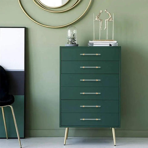 10 Piece 5 Inch Gold Cabinet Handles Set Crystal Acrylic Drawer Pulls on green dresser, brushed brass finish, modern decor