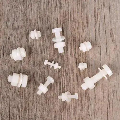 Nylon Screw Nut Washer Assortment Kit M2 To M5 With 270 Pieces displayed on wood surface