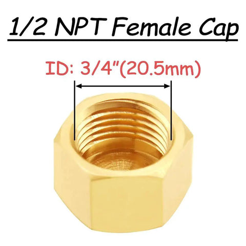 Four Pack Brass One Half Inch NPT Outer Hex Pipe End Caps With Female Threads Heavy Duty Forged Brass Plugs