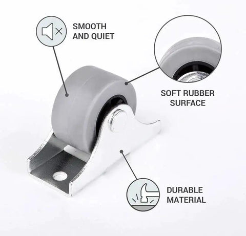 Close-up of 25mm rubber wheel with metal plate for Pack Of 20 25mm Rubber Wheels Set With Metal Plates And Plastic Double Castors For Furniture And Appliances