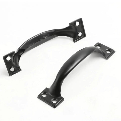 4 Inch Black Iron Cabinet Pulls Pack Of 2 With Ergonomic Grip, Vintage Rustic Style Solid Iron Handles In Matte Black Finish