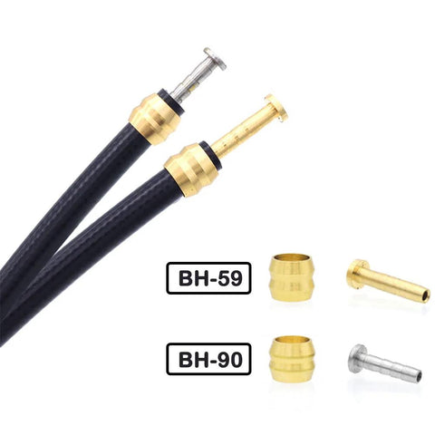 CYSKY bike hydraulic brake hose kit 2500mm, black hose with gold fittings; includes olives and brass inserts BH59/BH90