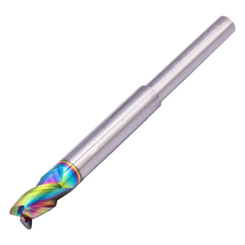 Two Pack DLC Coated Solid Carbide Square End Mills For Aluminum And Copper Five Sixteenth Inch Cutting Diameter Reduced Shank