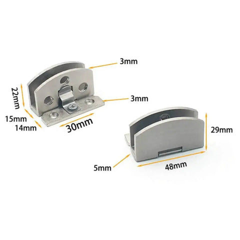 Stainless Steel Glass Door Hinge Pivot Clamp For Bathroom Cabinets And Showcases, Soft Close, Heavy Duty 6-8.76mm And 5-8mm Fits