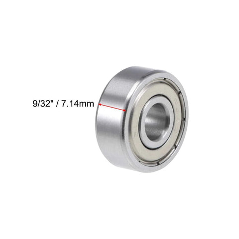 Shielded deep groove ball bearing, 1/4 in bore, 3/4 in outer diameter, 9/32 in width, silver metal