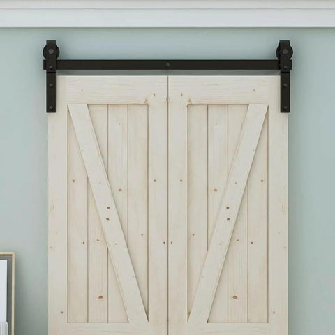 Bi Folding Sliding Barn Door Hardware Kit For Double 16 Inch Bifold Doors, Heavy Duty Wall Mount Rollers, 34 Inch Track