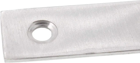 Close-up of Stainless Steel L Shape Flat Corner Brace Bracket with hole, 150 x 150 mm, 6 holes, 2 mm thick, for shelves and furniture