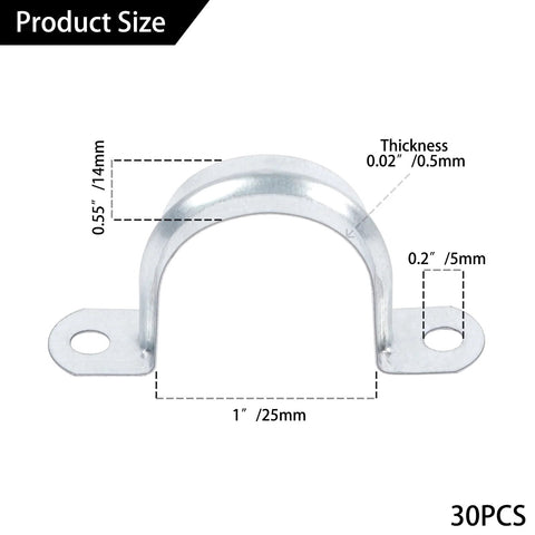 JDHGSHL 1-inch zinc-coated pipe strap U-bracket, two-hole cable clamp for conduit fixing, Amazon, 30 pcs