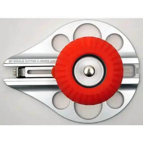 Top view of Beefy Aluminum Die Cast Circle Cutter with Adjustable 1.18 to 10.23 Inch Cutting Diameter and red grip.