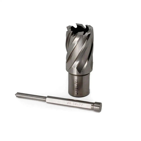 Annular Cutter 15/16 Inch Cutting Diameter With 1 Inch Depth, 3/4 Inch Weldon Shank And 2 Flats, Pilot Pin, For Magnetic Drill Press
