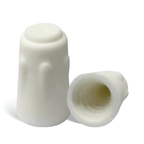 White porcelain wire connector caps; small ceramic electrical nuts for 22-14 AWG, heat resistant, set of two