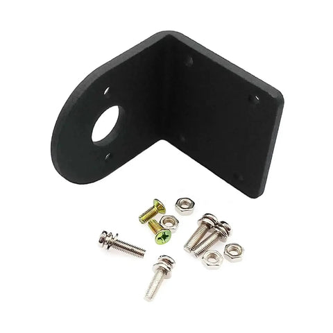 38ZYTD Bracket For DC 555 550 545 Motors Black Aluminum Alloy L Shape Fixed Mounting Support with screws and nuts