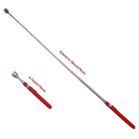 Telescopic Magnetic Pickup Tool 6.7 To 30 Inch Extendable Stainless Steel Magnet With 10 Lb Pull Pocket Clip And Power Cap Boost