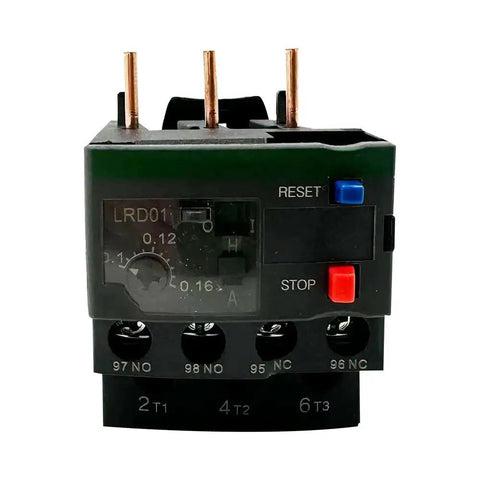 Front view of Thermal Overload Relay 0.1-0.16A For Contactor LC1D09-38 AC DC Compatible With 1 NO 1 NC Auxiliary Contacts