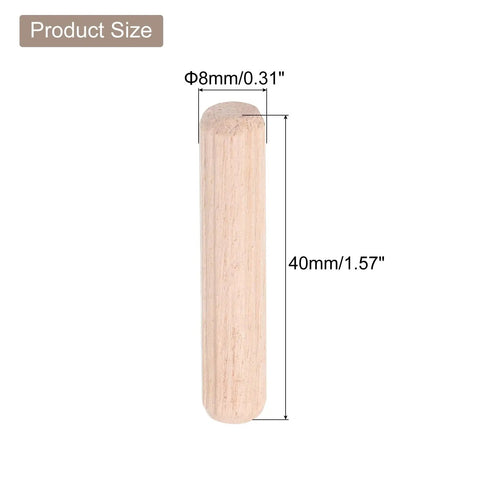 150 Piece Wood Dowel Pins Kit, 8 Mm Diameter And 40 Mm Length, Fluted Dowels For Grooved Woodworking, Furniture Craft And DIY Projects, Solid Wood Dowels For Strong Joints And Easy Fit, wood dowel pin dimensions visible