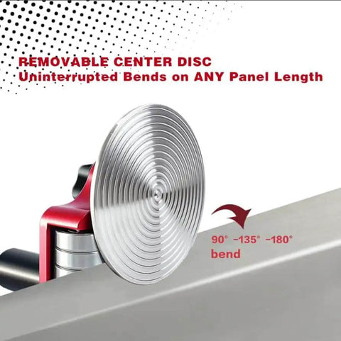 Single Station Sheet Metal Bender Tool For Roof Edges And Flashing showing rotating disc for 90° to 180° bends on metal panel