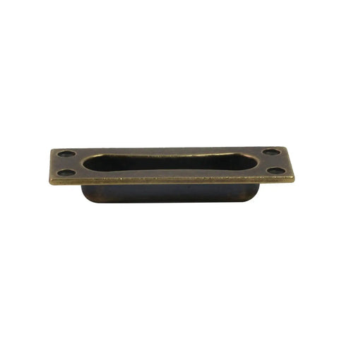 2 Pack Recessed Door Edge Pulls For Sliding Doors Antique Brass Finger Pulls For Cabinets And Closets With Screws 85x31x13 Mm