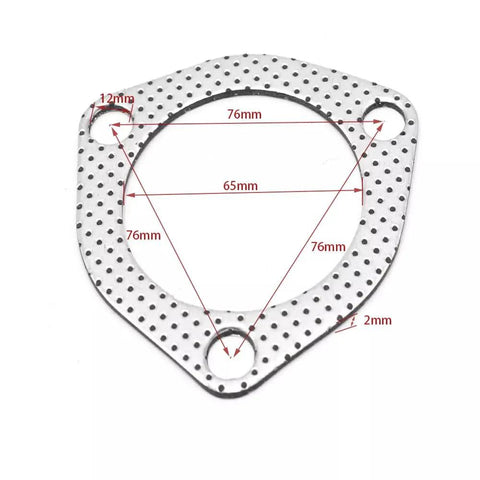 Exhaust gasket, 2.5-inch 3-bolt flange; graphite with steel reinforcement, perforated outer ring