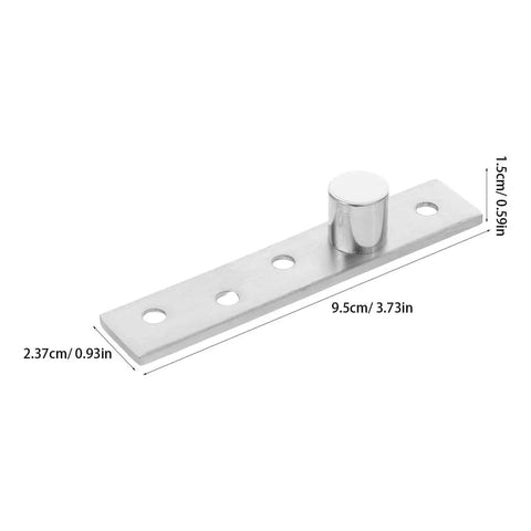 2 Pack Stainless Steel Hidden Door Hinges With 360 Degree Pivot And Hush Quiet Operation, showing flat metal component with dimensions