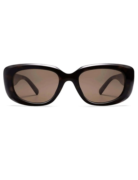 Front view of Retro Rectangle Sunglasses for Women and Men, Dope Wraparound Glasses, Vintage Cool Shades UV400 Protection, Durable Frame.