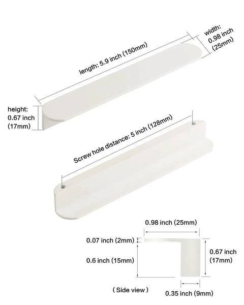 Diagram of 5 Pack Matte White Cabinet Handles For Kitchen Cabinets And Furniture Modern Drawer Pulls Center To Center Five Inches Length